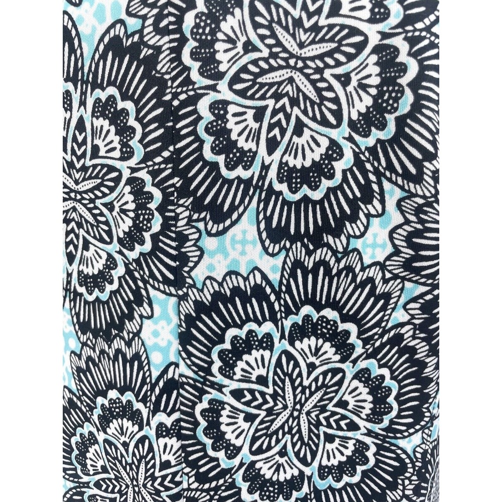 Chico’s Size 1 8/10 Black Blue Short Sleeve Dress Geometric Print - Picture 4 of 9
